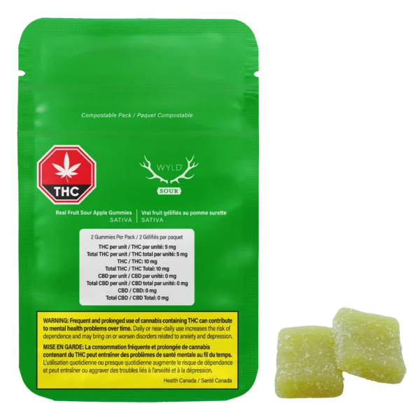 "Kaufe Sour Apple Gummies 150mg THC Edibles in großen Mengen – THC-infused Gummis mit grünem Apfelgeschmack"